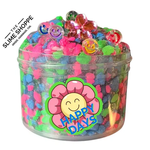 Gravel Slime | Happy Days | Crunchy Slime Neon Scented | DIY Kit 6oz Squishy