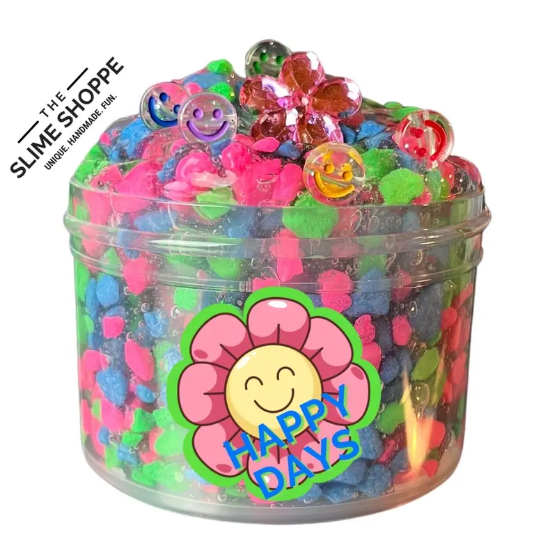 Gravel Slime | Happy Days | Crunchy Slime Neon Scented | DIY Kit 6oz Squishy