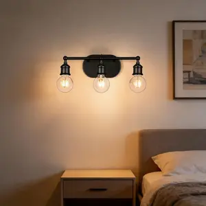 Vintage Vanity Lights Bathroom Light Fixtures, 3-Light Modern Vanity Light Over Mirror, E26 Socket (Bulbs Not Included)