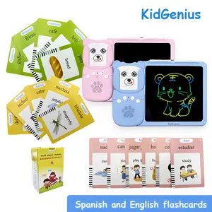 KidGenius Bilingual Spanish & English Toddler Flashcards Learning Machine with Quick Erase Button & Colorful Drawings Educational Tool for Early Learning 510 Words Language Skills Creative Activities