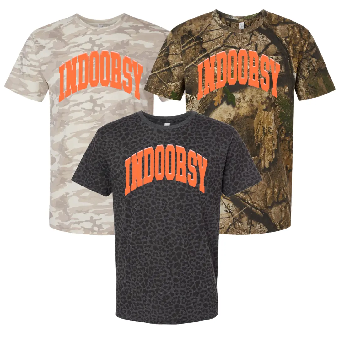 United Monograms Women's 'Catch Me Inside' Puff Graphic T-Shirt - Soft Casual Short Sleeve Style in Camo & Leopard Print, Shortsleeve, Tshirt, Girl, Vibe, Puff Print Camo Women's T-Shirts, Camouflage Style, Realtree Camouflage Women's T-Shirts