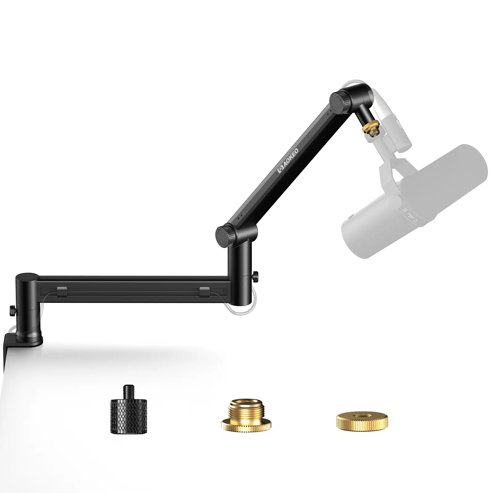 Aokeo AK58 Low Profile Adjustable Steel Desk Mic Boom Arm Stand - Durable Adjustable Bracket, Mount, Cable Management for Blue Yeti, Snowball iCE, HyperX QuadCast, SoloCast, Elgato Wave