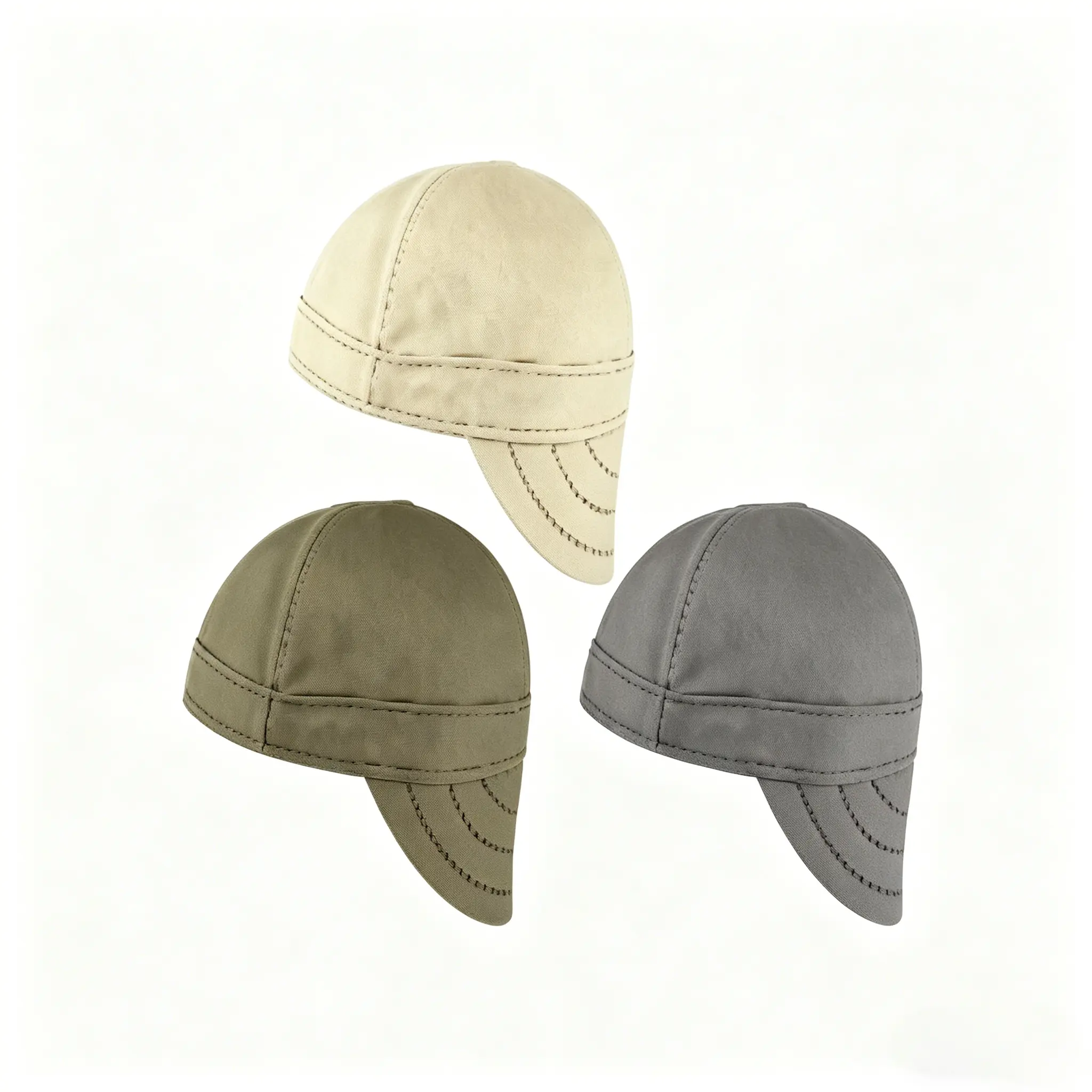 Pure Cotton Protective Cycling Pirate Hat - Casual, Breathable, Heat-Insulating, Dustproof, Anti-Spatter Welding Safety Headgear (Gray, Olive, Black)