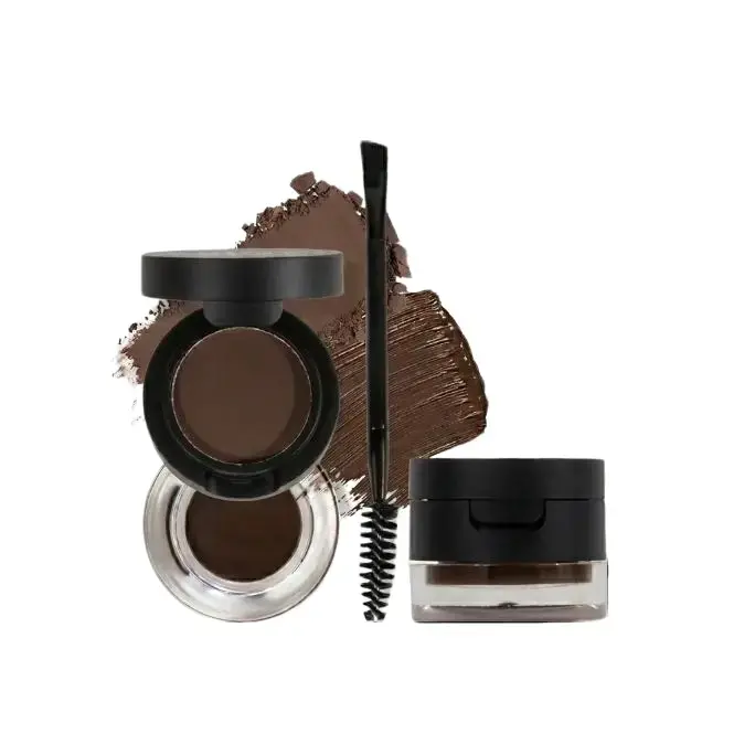 Dual-Layer Eyebrow Powder & Gel Set with Brush - Everyday Brow Set for Sparse Brows, Waterproof Transfer-Proof Long-Lasting Natural 3D Eyebrow Styling Gel, Easy-to-Apply Cosmetic for All Skin Types Daily Use