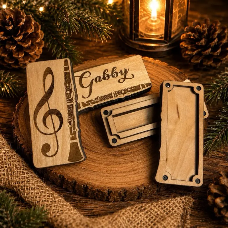 Personalized Clarinet Reed Holder Gift Box - Engraved Name, Date, Quote Options for Clarinet Musicians, Custom Clarinet Gift, Clarinet Player Gift, Engraved Reed Holder, Magnet and Non-Magnet Options, Music Teacher, Band Student
