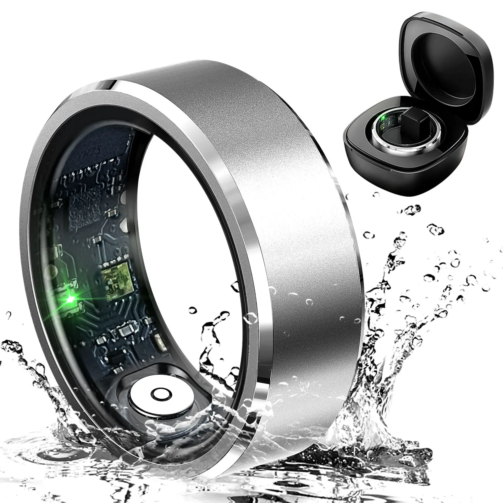 EIGIIS Fashion Wearable Smart Ring - Wireless Connection, 5ATM Waterproof, Sports Mode Fitness Tracker, Camera Control (New & Old Charging Case Models Dispatched Randomly)