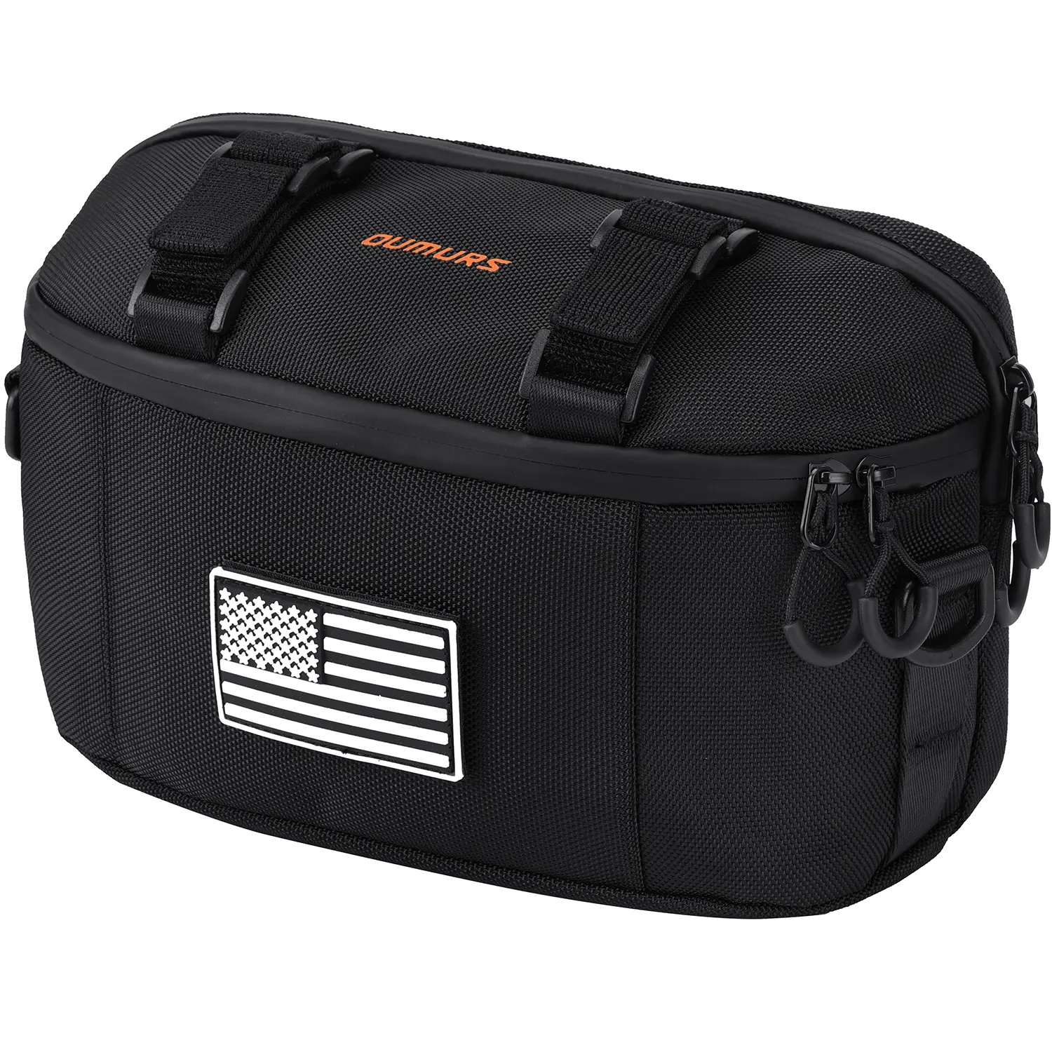 Oumurs Motorcycle Handlebar Bag,1680D Water-resistant Universal Bar bag American Flag Sissy Bar Bag Front Fork Storage Accessory Bag,For Motorbike Cruiser Softail Dyna Sportsters Dirt Bike Bicycle
