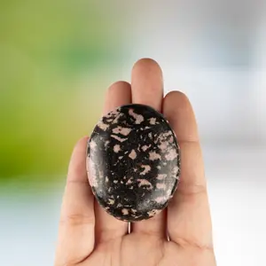 Rhodonite Palm Stone, Polished Crystal Stone for Chakra Balancing, Meditation, Spiritual and Crystal Gift