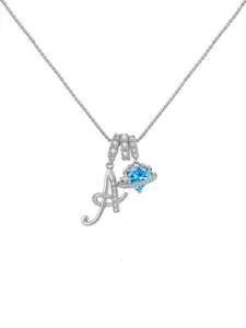 Dopamine Blue Sapphire High End Necklace with Zircon Letters, Elegant Stainless Steel Chain, Unisex Jewelry Gift for All Occasions