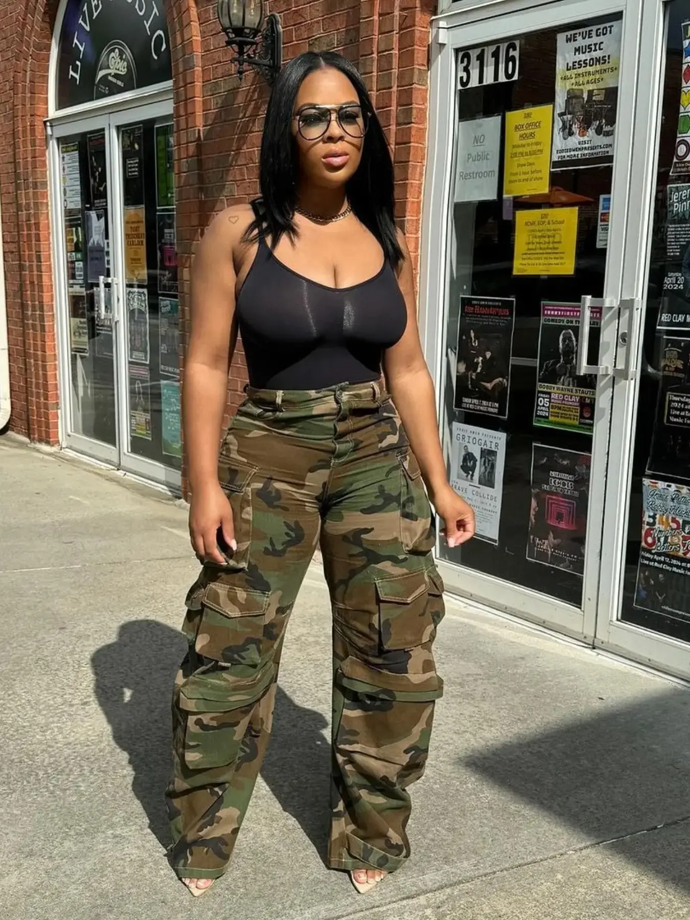 24471 New European and American Style, Trendy Fashion Design, Stylish and Modern, Camouflage Pants Women's Apparel