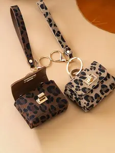 Chic Leopard Print PU Leather Coin Purse, Keychain, Fashion Car Key Holder, Pendant, Gift Bag Accessory, Mini Coin Pouch, Y2K