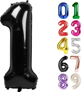 40-Inch Large Number Form Mylar Foil Balloon, Easy-Setup Festive & Party Supply for Birthday Decorations