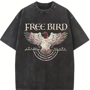 Holafish Free Bird Acid Wash Shirt, Old School Band T-shirt, Retro Music Shirt, Rock Band Tee, Women's Crew Neck, Crewneck