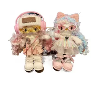 Cute Plush Keychain Stuffed Toys for Girls Kids Gift Car Bag Pendant Soft Plushie Doll with Curly Hair as Summer Vibes Outdoor Decoration