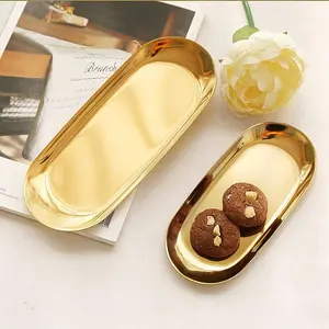Oval stainless steel tray Storage tray tea fruit tray cosmetics jewelry tray[Fall Deals]