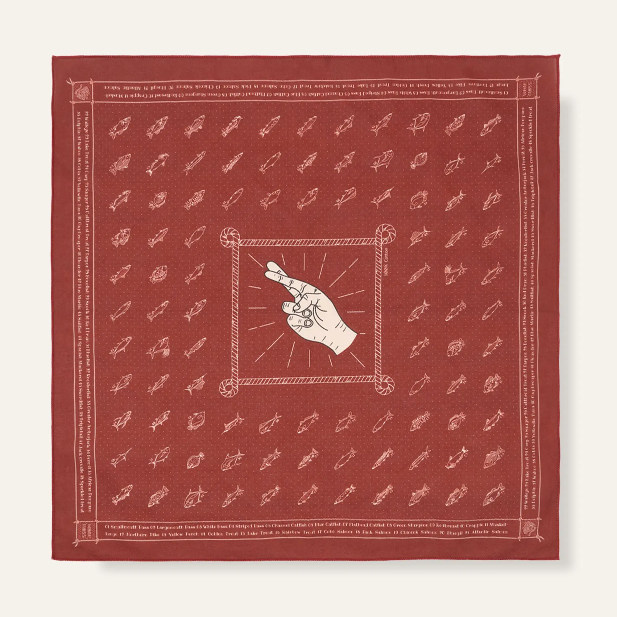 Artist Printed Square Scarf - Lucky Angler | Red