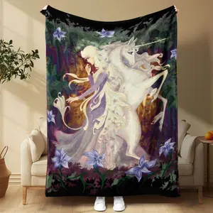 Unicorn Pattern Blanket, Soft Throw Blanket, Air-conditioned Room Blanket, Warm Nap Blanket for Home Office Travel Camping ,Thin Blanket Dream Workshop