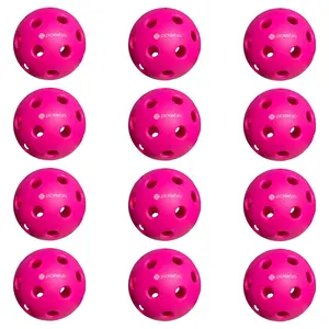 Picklefab Hot Pink Indoor Pickleballs - 4-Pack of 3 (12 Balls Total) - Durable Injection Molded 26 Holes Lightweight Balls for Enhanced Aerodynamics & Visibility - Ideal for Indoor Play