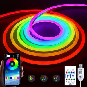 1-5M DC5V USB RGBIC Neon Rope Lights, Waterproof LED Strip Fairy Lights, Bluetooth APP Controlled Christmas Garland Lights for Indoor Outdoor Room Decor Lighting，RGBICNeonLight ,LEDStripLights ,BluetoothLight ,FairyLights ,ChristmasGarlandLights