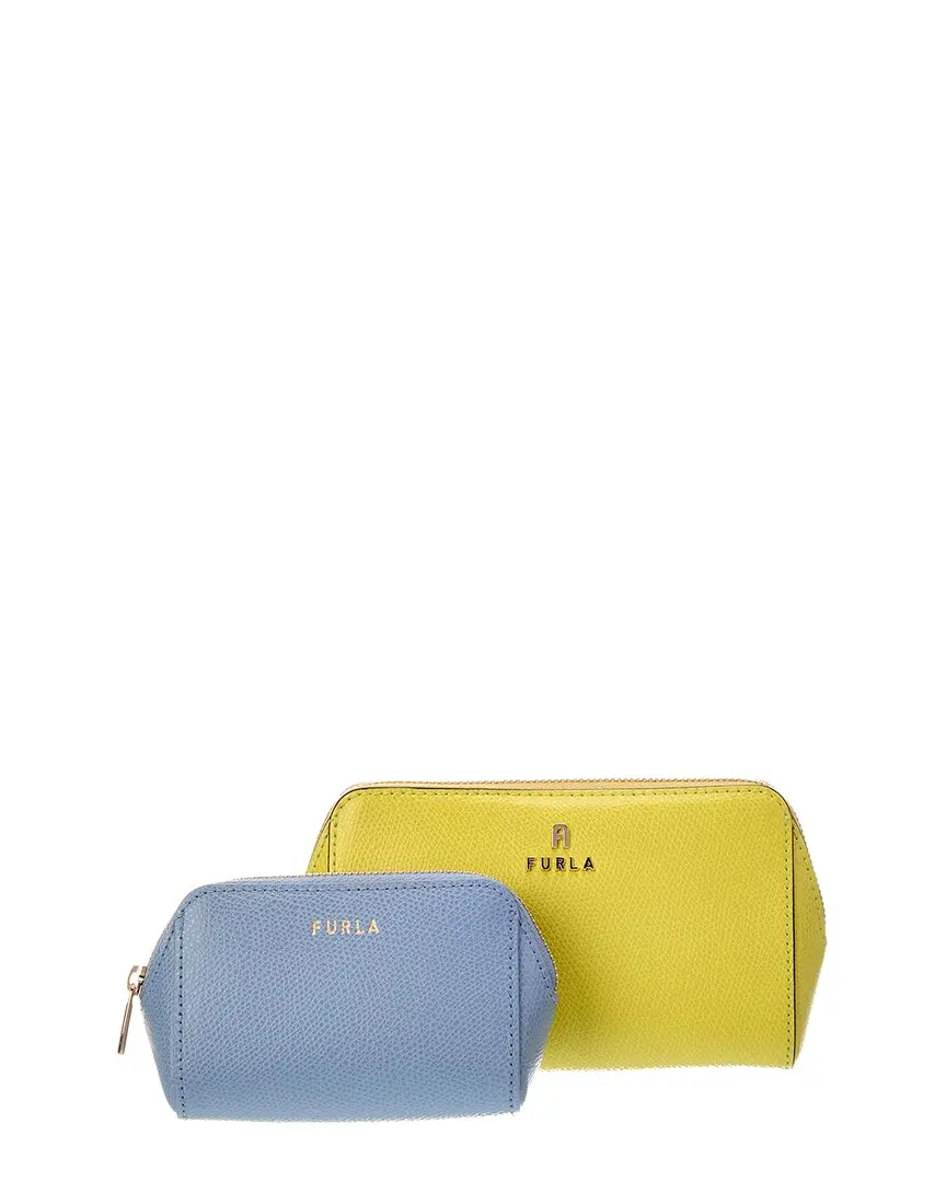 Furla Camelia Leather Cosmetic Case Set of 2
