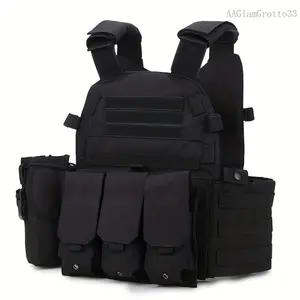 Black Tactical Vest Adjustable Outdoor Game Equipment Training Fisng Protective Vest Hand Washable or Dry Cleanable Suitable for All Seasons Wear Fit StyleAAGlamGrotto33
