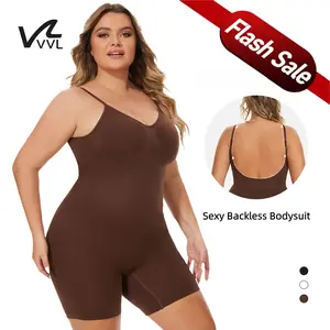 VVL Women's Low Back Mid Thigh Bodysuit Seamless Shapewear Butt Lifting and Tummy Control  Spaghetti Straps Daily Fashion Minimalist Style