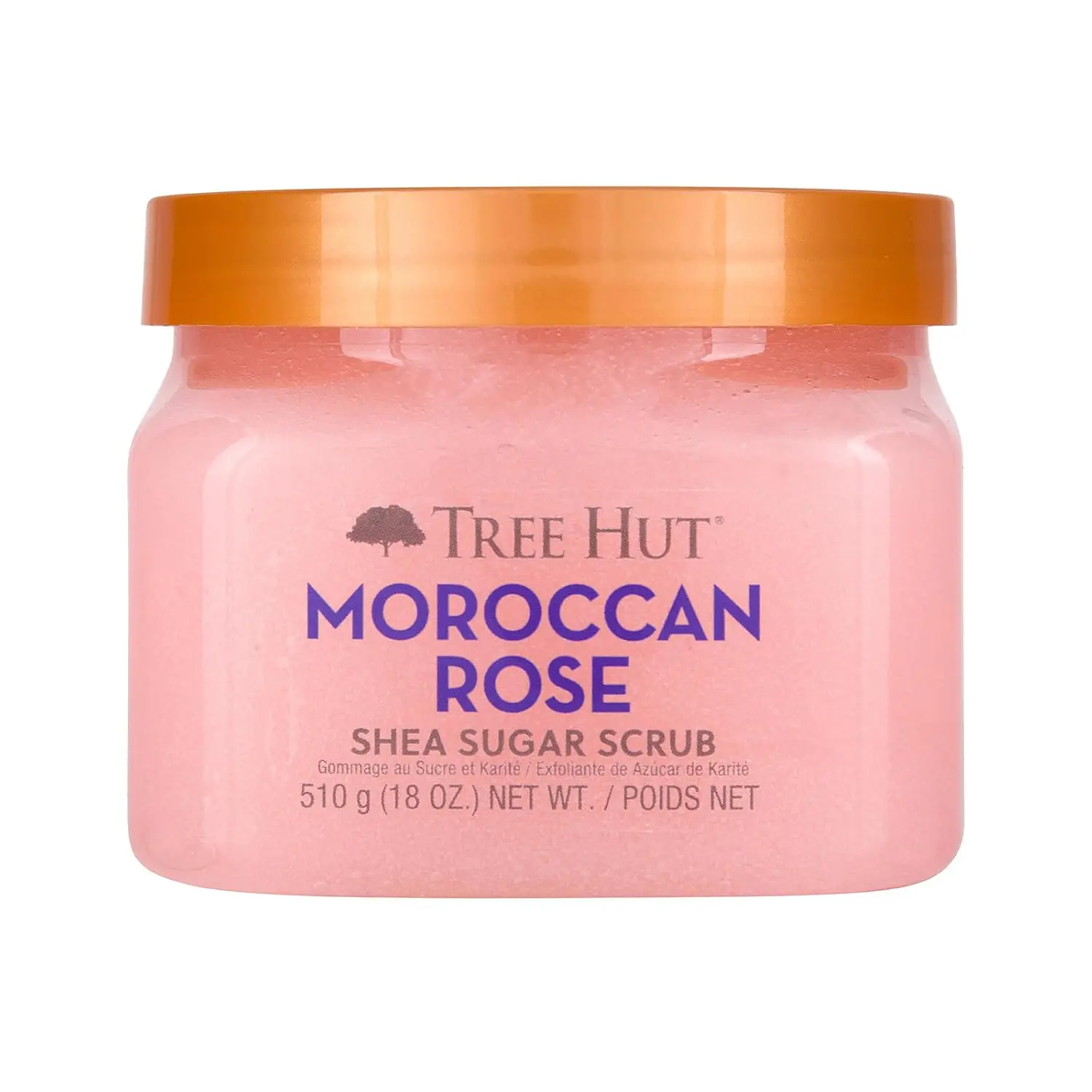 Tree Hut Moroccan Rose Body Scrub, 18 Oz Vegan Exfoliating Sugar Scrub with Shea Butter & Essential Oils, Nourishing for All Skin Types, Self-Care Gift for Women, Body Scrubs