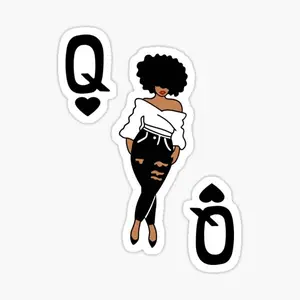 Afro Black Queen Card Vinyl Sticker for Personalizing Laptops and Windows