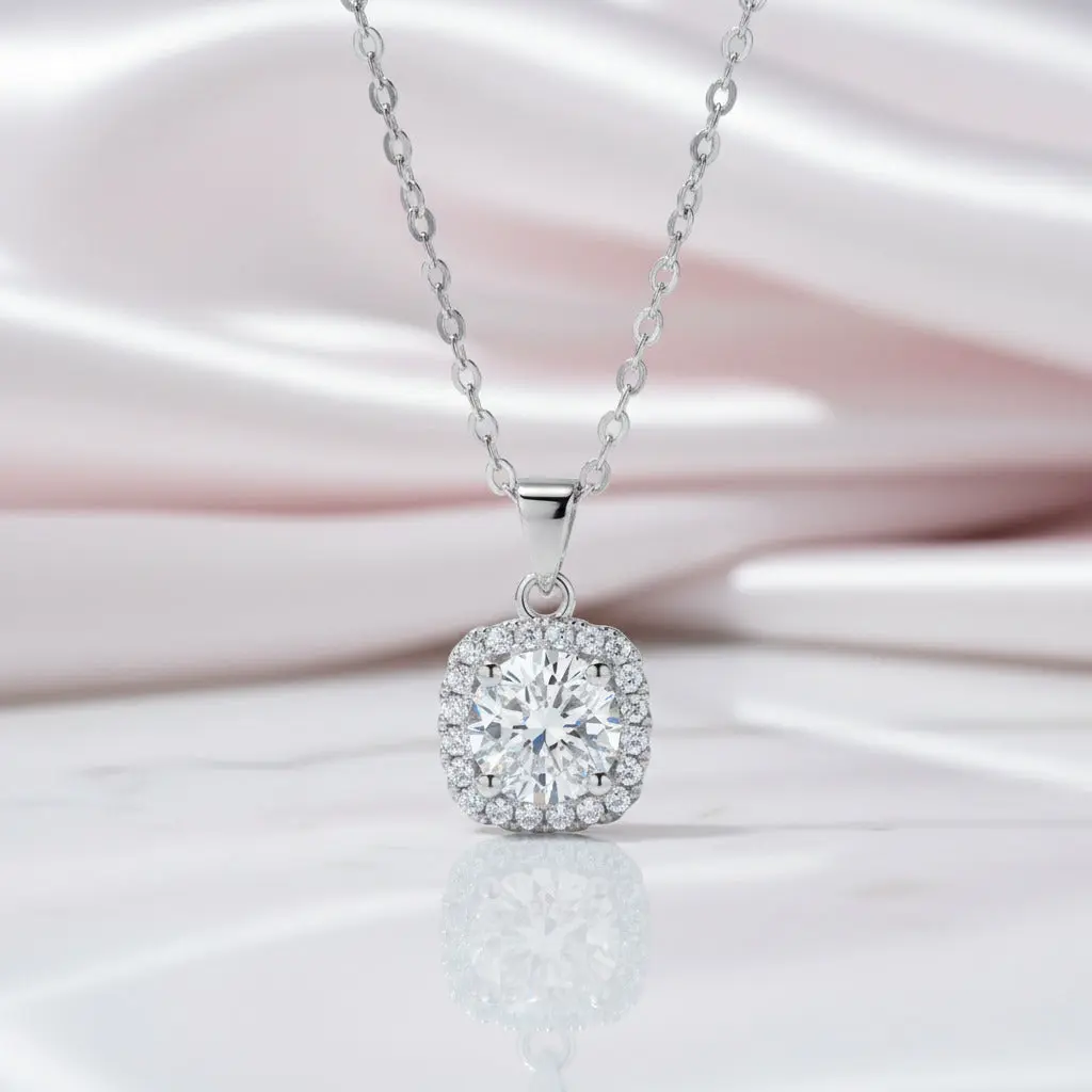 Inlaid 5.0 Ct Diamond Option Square Pendant Necklace