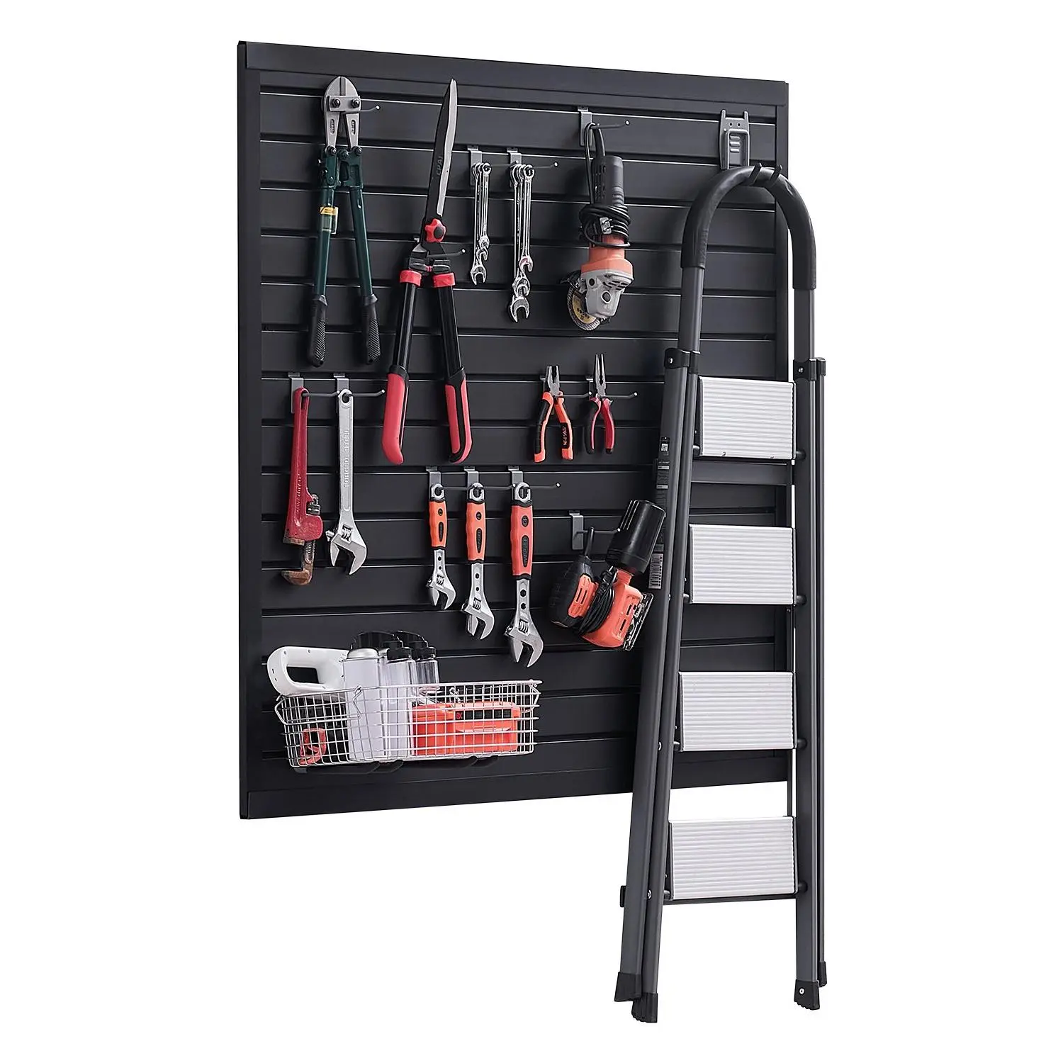 【Summerfinds】VEVOR PVC Slat Wall Panel, 4x4 ft (1230x1235x20 mm), 1230mm Modular Black Panel, Waterproof, Fireproof, Easy-Install Adjustable with Coupling Structure, DIY Cutting, 10 kg, Outdoor & Storage Use, Stable And Durable
