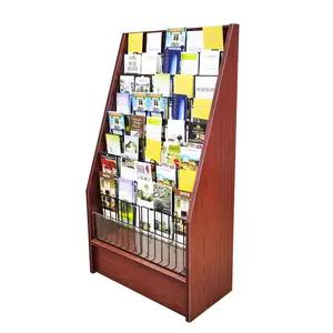 FixtureDisplays® Literature Rack Brochure Holder Leaflet Coupon Stand Greeting Card Rack 9 tier 45 facing Travel Information Kiosk 1453Red