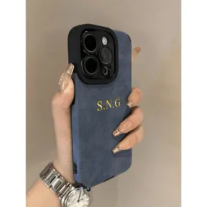 Luxury Lambskin Leather Personalized Customized Initials Name Case For iPhone 17 16 15 14 13 12 11 Pro Max 17 Air Soft Cover