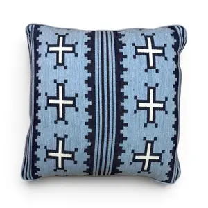Navajo Nation Pillow by Kevin Aspaas - Blue