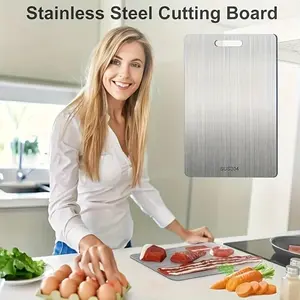 Double-Sided Stainless Steel Cutting Board  Food Grade Non-slip Kitchen Chopping Board