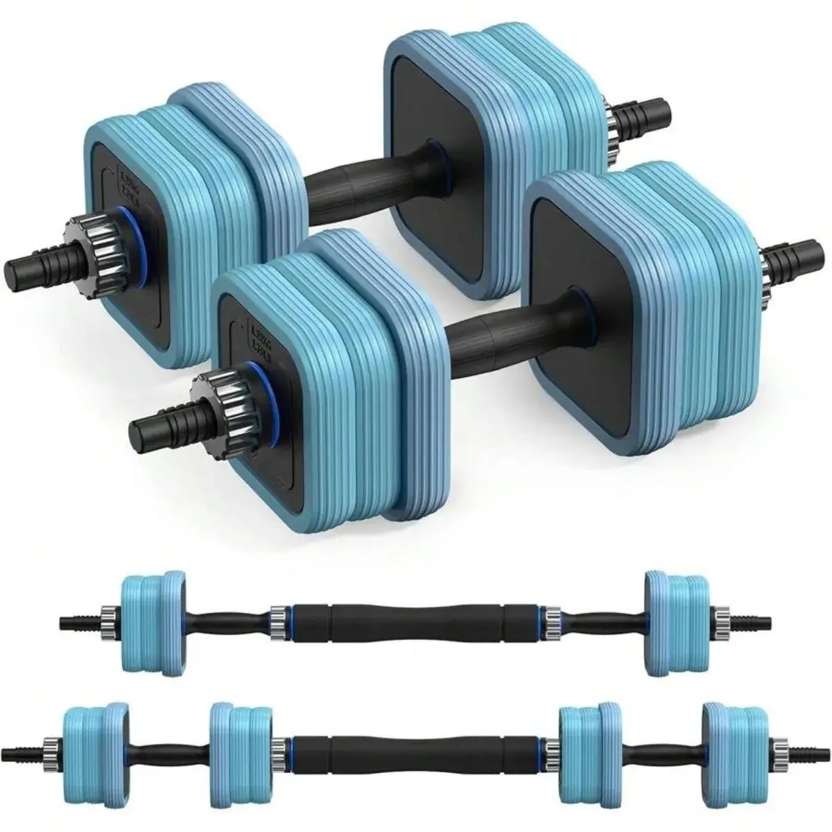 Adjustable Dumbbells, 22/35/44/66/88lbs Free Weight Set with Connector, 3 in1 Hand Weights Dumbbells Set Used as Dumbbell, Barbell, Push up Stand, Fitness Exercises for Home Gym Women/Men