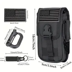 Tactical Waist Pack Cell Phone Holster Pouch with Molle Attachment for 4.7"-6.7" Smartphones US Flag Patch D-Ring Gear Clip Armor Case Belt Bag255