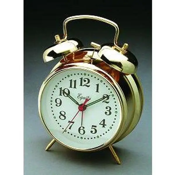 212 MAIN 4-In-1 Luminous Analog Alarm Clock - Equity Time USA 13012 Brass Finish Twinbell Home Decor Clock, Analog Clock