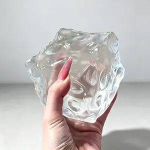 2.76 InchesClear TPR Maltose Cheese Cube Squishy Toy, 7x7x7cm Large Transparent Jelly Stress Relief Fidget Squish, Super Stretchable Squeeze Sensory Toy for Anxiety Relief, Fun Hobby Desk Decompression Toy for Teens & Adults