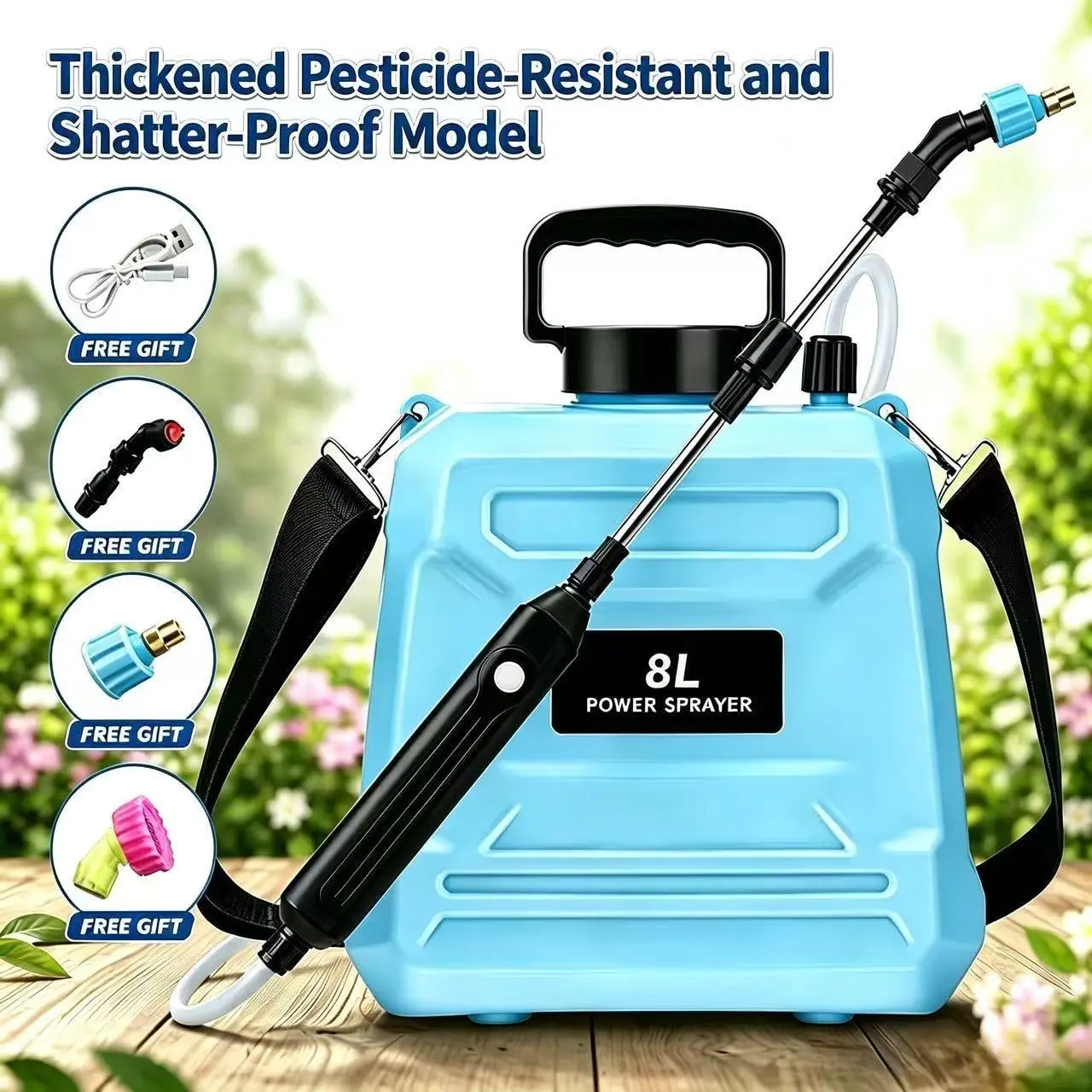 Battery-Powered Electric Water Sprayer Set - Large Capacity Upgraded Powerful Model with 34 Multi-Function Nozzles for Garden Use, Multi Function Nozzle