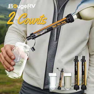 BougeRV Outdoor Water Filter,Portable Emergency Water Straw -Personal Water Filter For Hiking,Camping,Fishing,Lightweight & Compact Design Outdoor Euipment，2 Counts