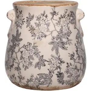 Rustic Farmhouse Ceramic Flower Pots, Vintage Antique Planters & Vase with Drainage Hole for Indoor/Outdoor, Handmade Crackle Glaze Terracotta Pottery Decor for Home Kitchen Office, Gardening Gifts