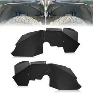 Front Inner Fender Liners Wheel Well Cover Compatible with 2007-2019 Jeep Wrangler JK JKU 4WD 2 Door & 4 Door - Solid Aluminum Splash Guards Flare Bolt-on Style