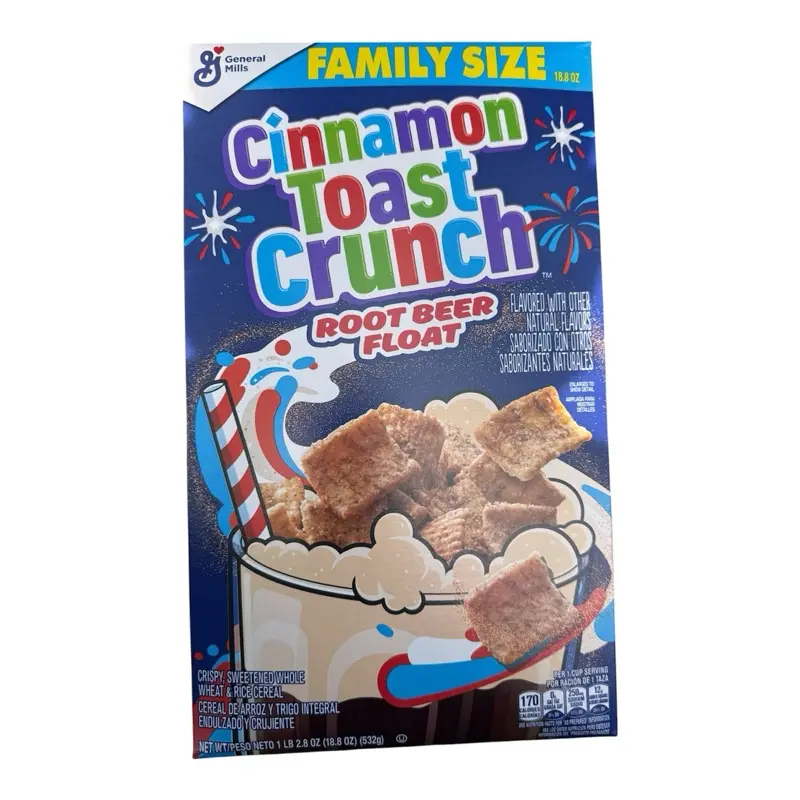 General Mills Cinnamon Toast Crunch Root Beer Flavor Family Size 18 oz Box Crunchy Cereal with Root Beer Float Flavor