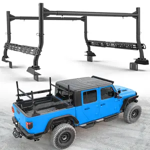 MONOKING Full Size Universal Truck Ladder Rack with Adjustable Extendable Crossbars, Cargo Rack for F150-F350 Raptor Lightning, Silverado/GMC Sierra, Ram 1500-3500, Tundra, Titan