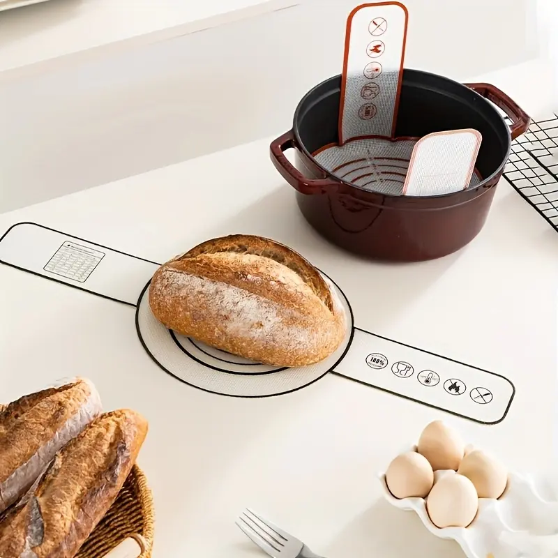 2pcs Non-Stick Silicone Baking Mats with Long Handles, 8.4 Inch Heat-Resistant Baking Sheets for Dutch Oven, Bread, Pastry - Reusable, Food-Safe Silicone Baking Mats, Baking Essentials|Ergonomic Handle|Durable Silicone