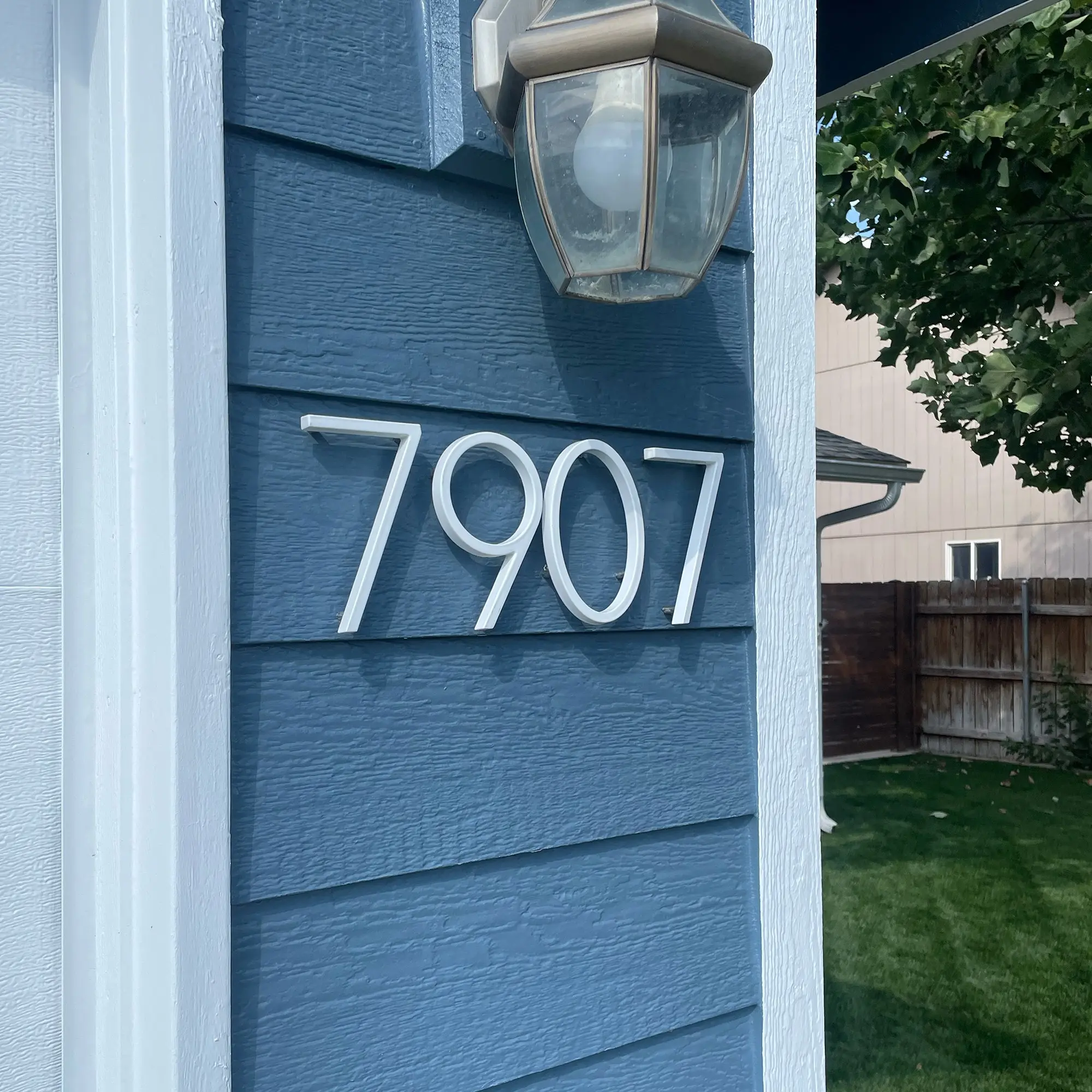 1pc 5 Inch Modern White Metal House Number｜Floating Mount Outdoor Wall Address Sign