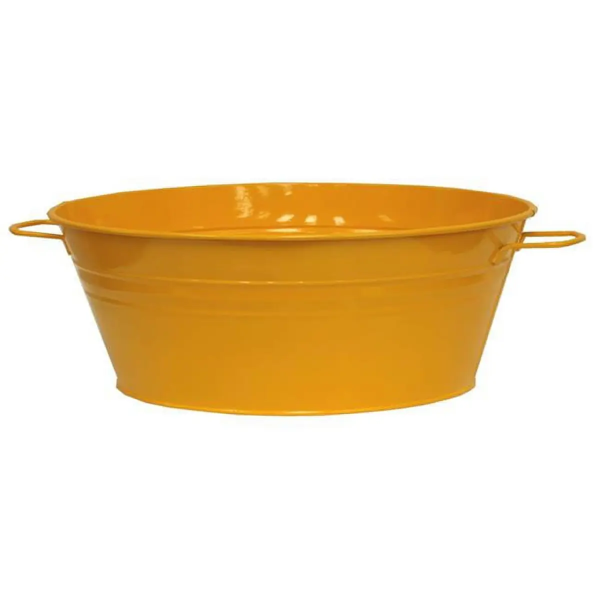 Houston International Trading 6087E SAFF S-2 19 x 8.5 in. Enameled Galvanized Steel Planter & Tub, Saffron Yellow - Set of 2