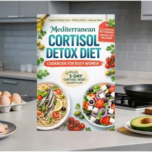 Mediterranean Cortisol Detox Diet Plan for Busy Women, 21-Day Hormonal Balance Reset, Fat Burning, Anxiety Relief, Sleep Improvement