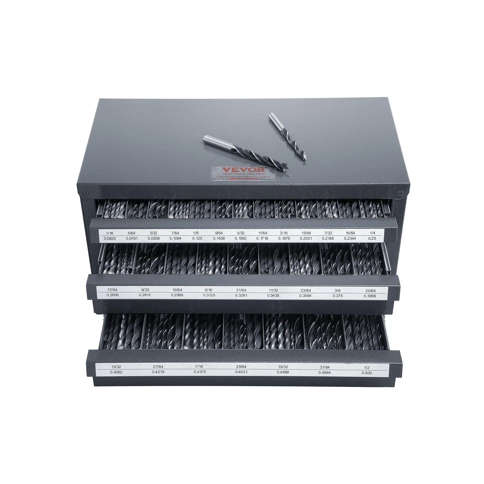 【Summerfinds】VEVOR Drill Bit Dispenser Cabinet Three-Drawer Drill Bit Organizer Cabinet for 1/16" to 1/2"Steel Drill Dispenser Organizer Cabinet with LabelsStackable Drill Dispenser for Drill Bit Storage