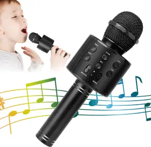 Wireless Bluetooth Karaoke Microphone toy 5-in-1 Portable Karaoke Mic Speaker Player Recorder with Adjustable Remix FM Radio Christmas Birthday Valentines Day Gift